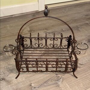 SLAH Acanthus Votive Centerpiece Metal Basket with Glass Holders New in Box